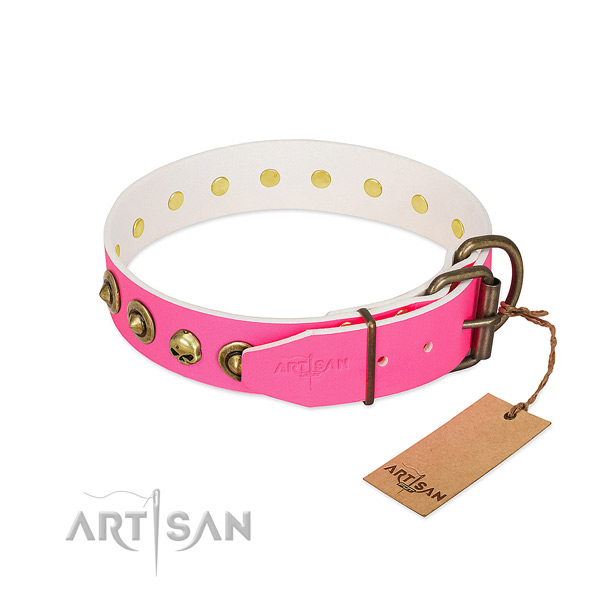 Full grain genuine leather collar with unique studs for your doggie