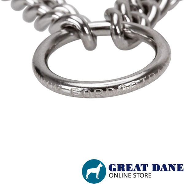 Adjustable prong collar with dependable stainless steel O-ring for attaching a leash