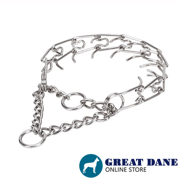 Prong collar of corrosion-proof stainless steel for badly behaved pets