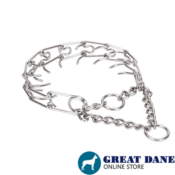 Corrosion resistant stainless steel pinch collar for ill behaved canines