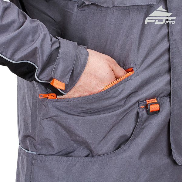 Grey Color FDT Pro Design Dog Tracking Jacket with Reliable Side Pockets