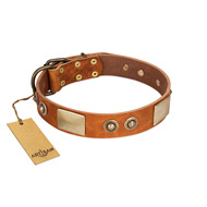 "Perfect Blend" FDT Artisan Tan Leather Great Dane Collar 1 1/2 inch (40 mm) wide