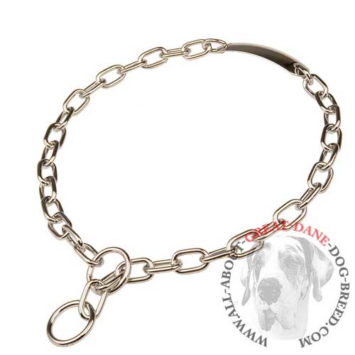 Fur saver choke chain Great Dane collar with chrome plating 