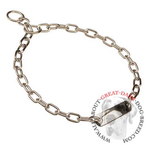 Comfy choke chain Great Dane collar with ID plate 