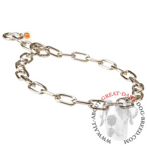 Great Dane choke chain collar with fur saving links 