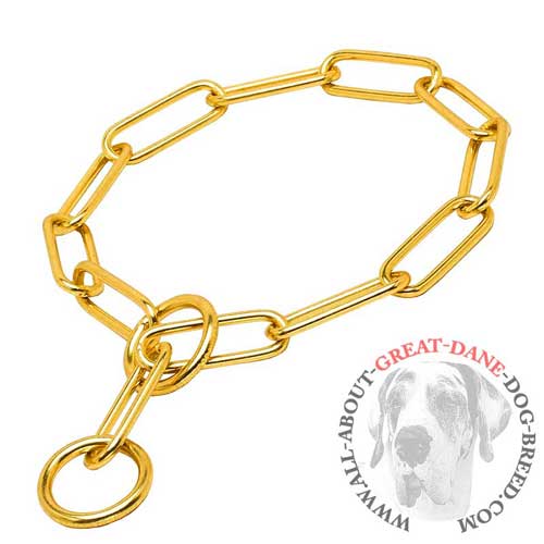 Brass choke chain collar for Great Dane