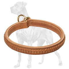 Braided Great Dane leather choke collar