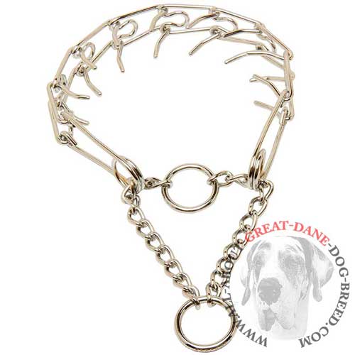 Non-toxic Great Dane pinch collar made of chrome plated  steel