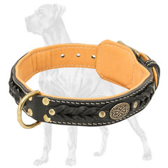 Leather Great Dane Collar with D-Ring