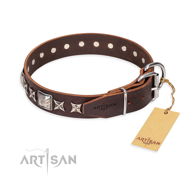 Durable leather collar for your darling dog