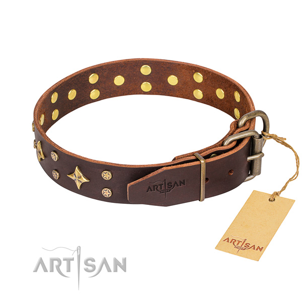 Wear-proof leather collar for your noble dog