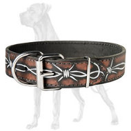 Stylish Barbed Wire Leather Collar for Great Dane