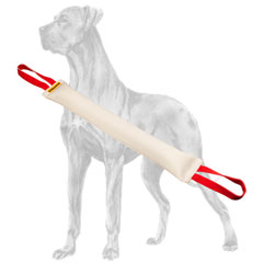 Fire hose Great Dane bite tug with 2 handles