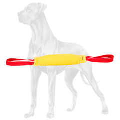Great Dane bite tug with two handles