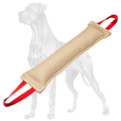Bite tug for Great Dane with two handles