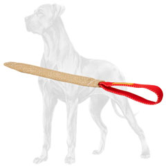 Great Dane bite tug with one comfortable handle