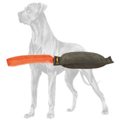 Leather Great Dane bite tug with strong handle