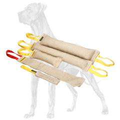 Set of 5 jute bite tugs for Great Dane