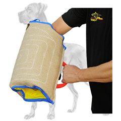 Jute Great Dane sleeve with outside and inside handles