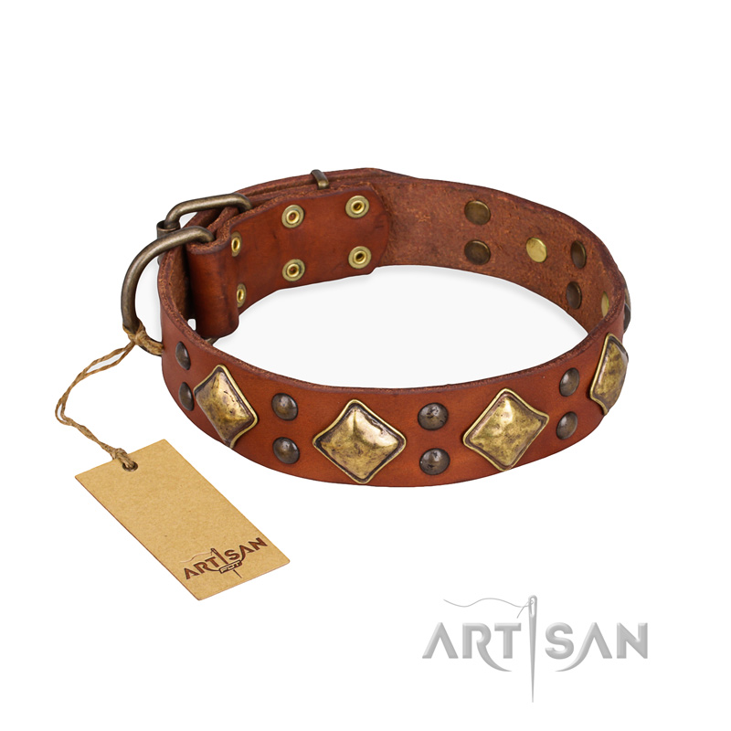 'Flight of Fancy' FDT Artisan Adorned Leather Great Dane Collar - Click Image to Close