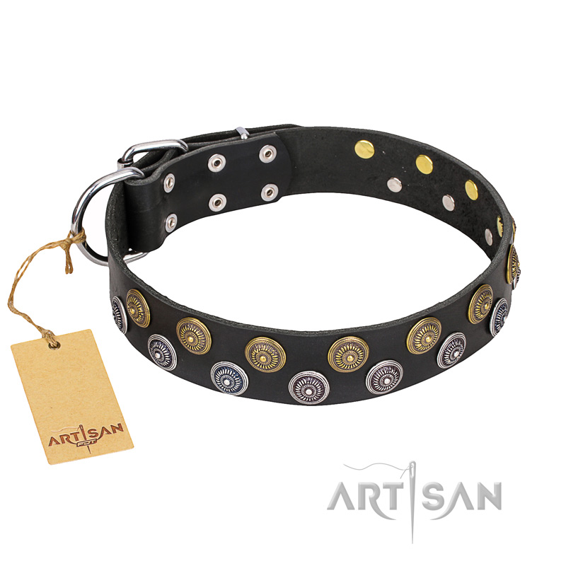 'Romantic Breeze' FDT Artisan Leather Great Dane Collar with Sparkling