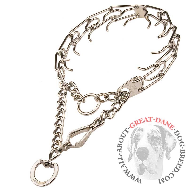 Chrome Plated Great Dane Pinch Collar with Swivel - 1/6 inch (3.9 mm)