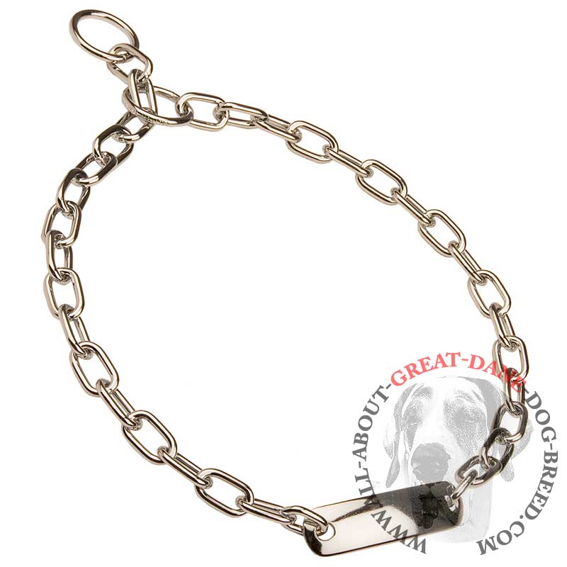 Chrome Plated Great Dane Fur Saver with Name Plate - 1/9 inch (3 mm)