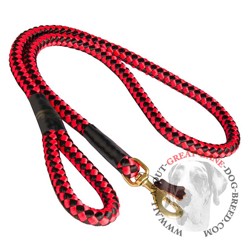 Round Nylon Leash With Brass Snap Hook for Great Dane - Click Image to Close