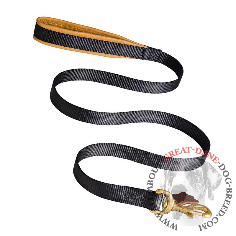 Practical Nylon Great Dane Leash with Nappa Padded Handle - Click Image to Close