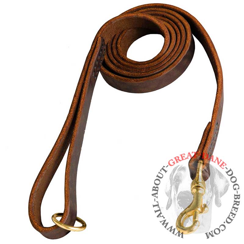 Long 6 Ft Natural Leather Great Dane Leash - Click Image to Close