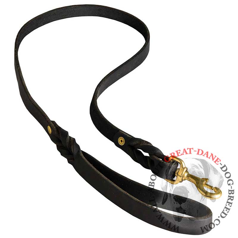 Leather Braided Lead for Great Dane Walking and Training