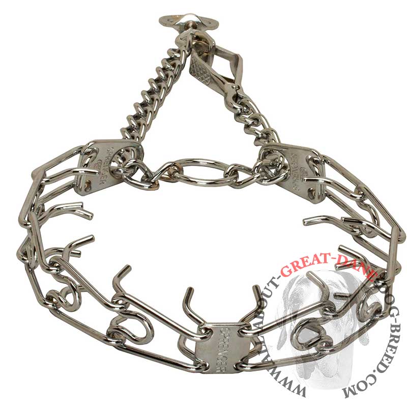 Chrome Plated Great Dane Pinch Collar with Swivel - 1/11 inch (2.25 mm)