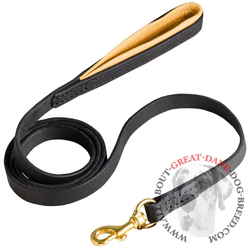 Leather Great Dane Leash with Padded Handle