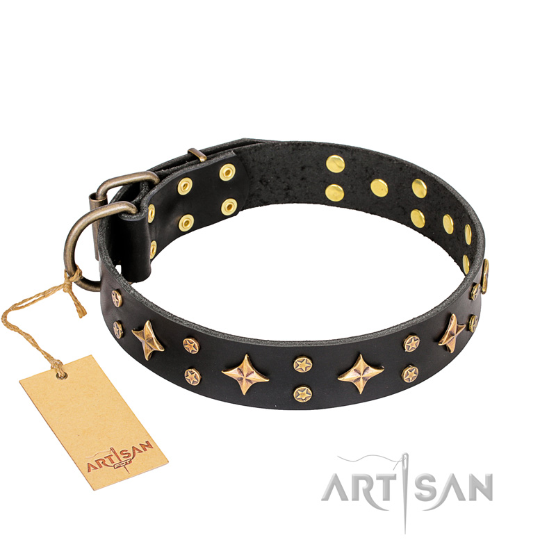 "A La Mode" FDT Artisan Black Great Dane Collar of Genuine Leather - Click Image to Close
