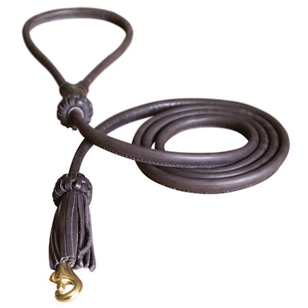 Rolled Leather Great Dane Leash for Walking in Style