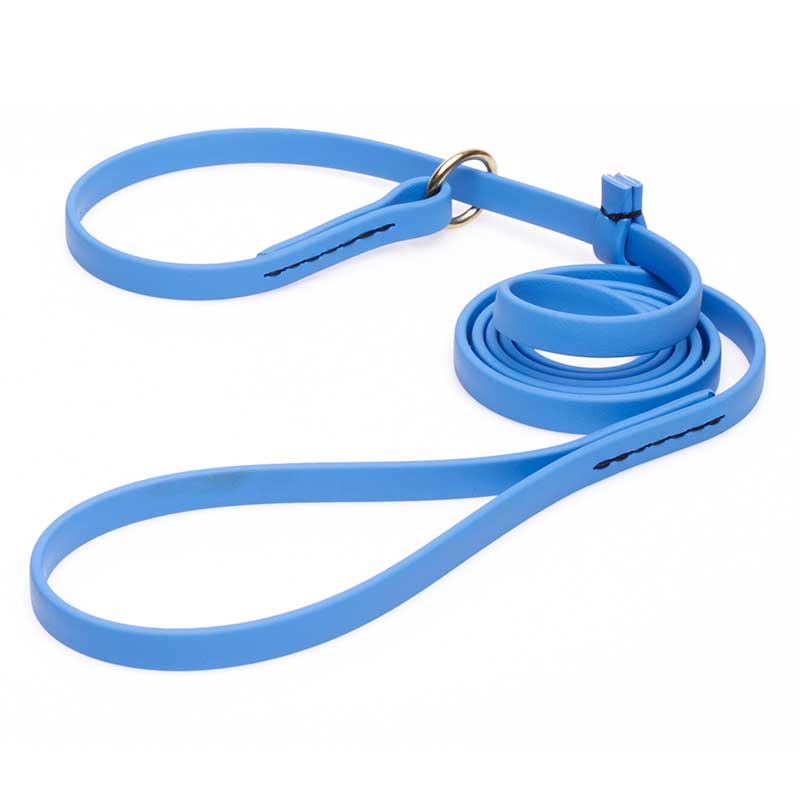 Solid Blue Biothane Great Dane Leash and Collar Combo
