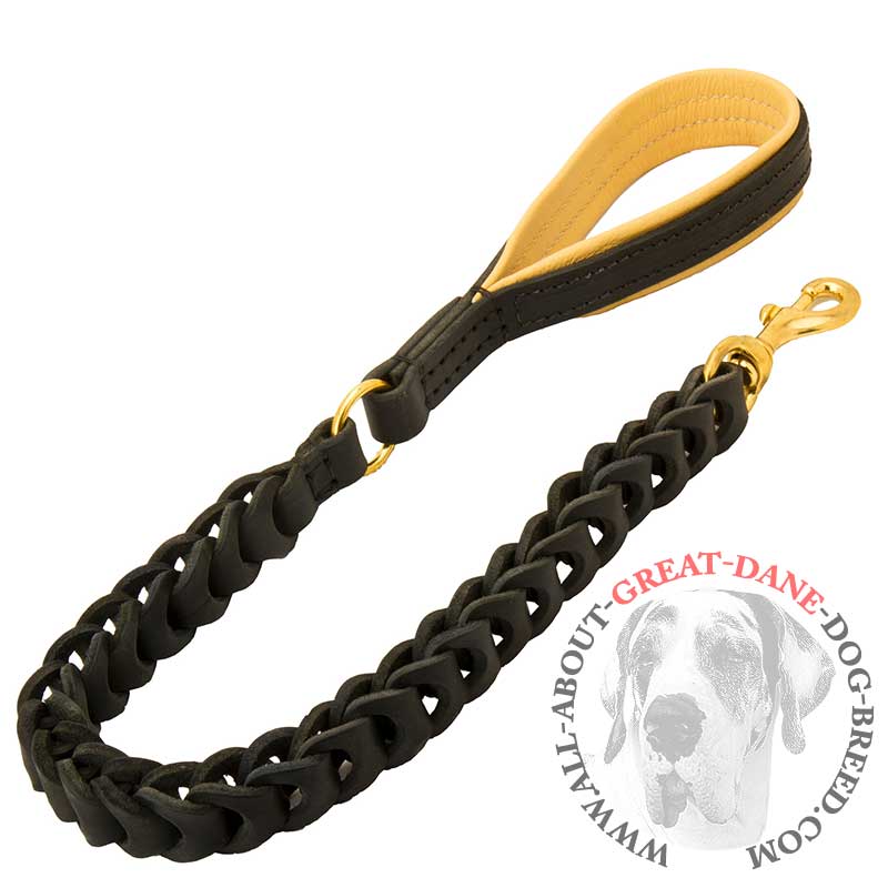 Great Dane Deluxe Braided Leather Leash [L61094 Handcrafted Leather Dog Leash] Great Dane