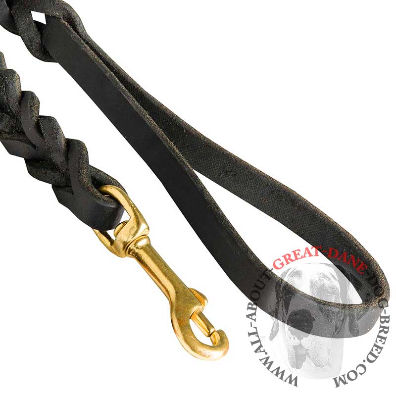Braided Leather Great Dane Leash [L3131094 Leather dog leash 1/2 snap