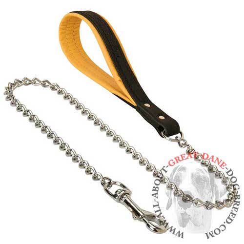 Chain Great Dane leash with soft handle