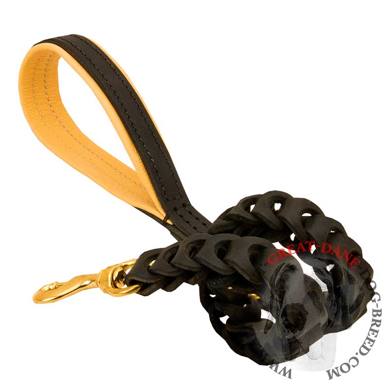 Great Dane Deluxe Braided Leather Leash [L61094 Handcrafted Leather