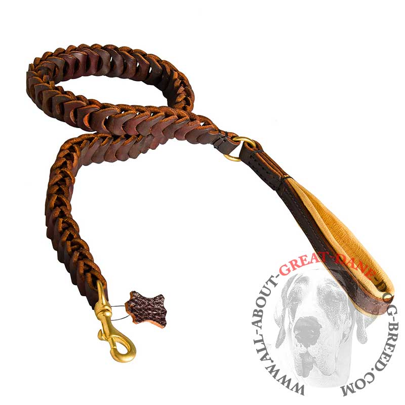 Great Dane Deluxe Braided Leather Leash [L61094 Handcrafted Leather