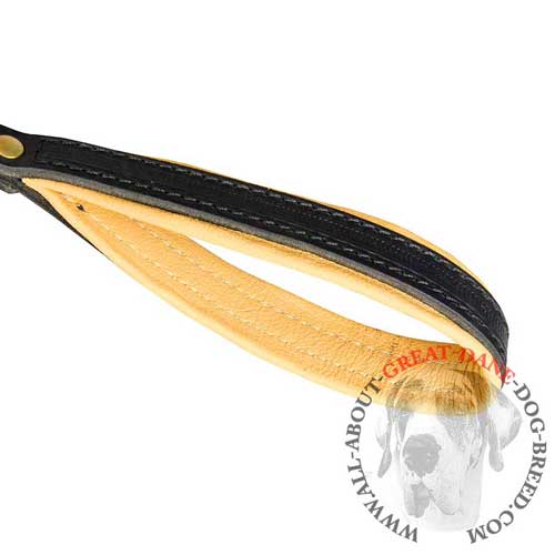  Great Dane leather leash with Nappa padded handle