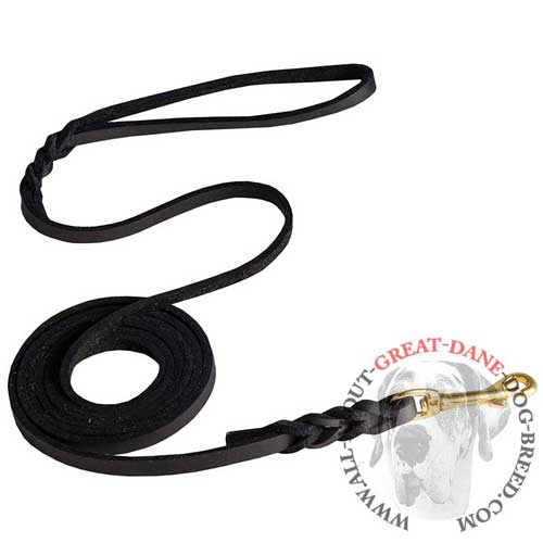 Long genuine leather Great Dane leash