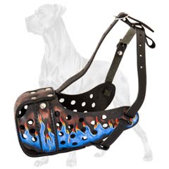 Durable Leather Dog Muzzle for Great Dane Breed