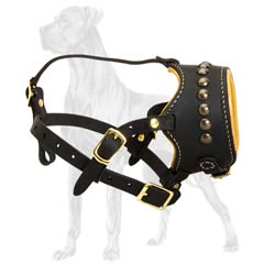 Studded Leather Dog Muzzle
