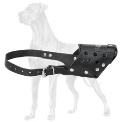 Riveted genuine leather Great Dane muzzle
