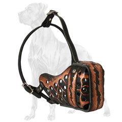 Adjustable Painted Leather Dog Muzzle